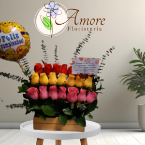 Caja Rosas Feliz Cumpleaños