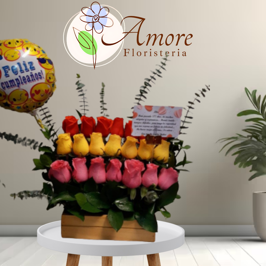 Caja Rosas Feliz Cumpleaños